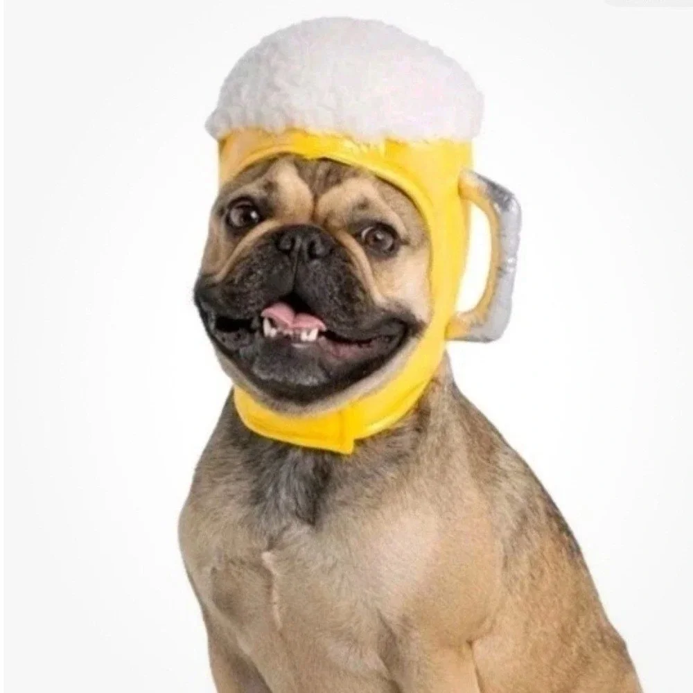 NWT Thrills & Chills Beer Mug Headpiece Pet Costume Hat Plush S/M Dog Halloween